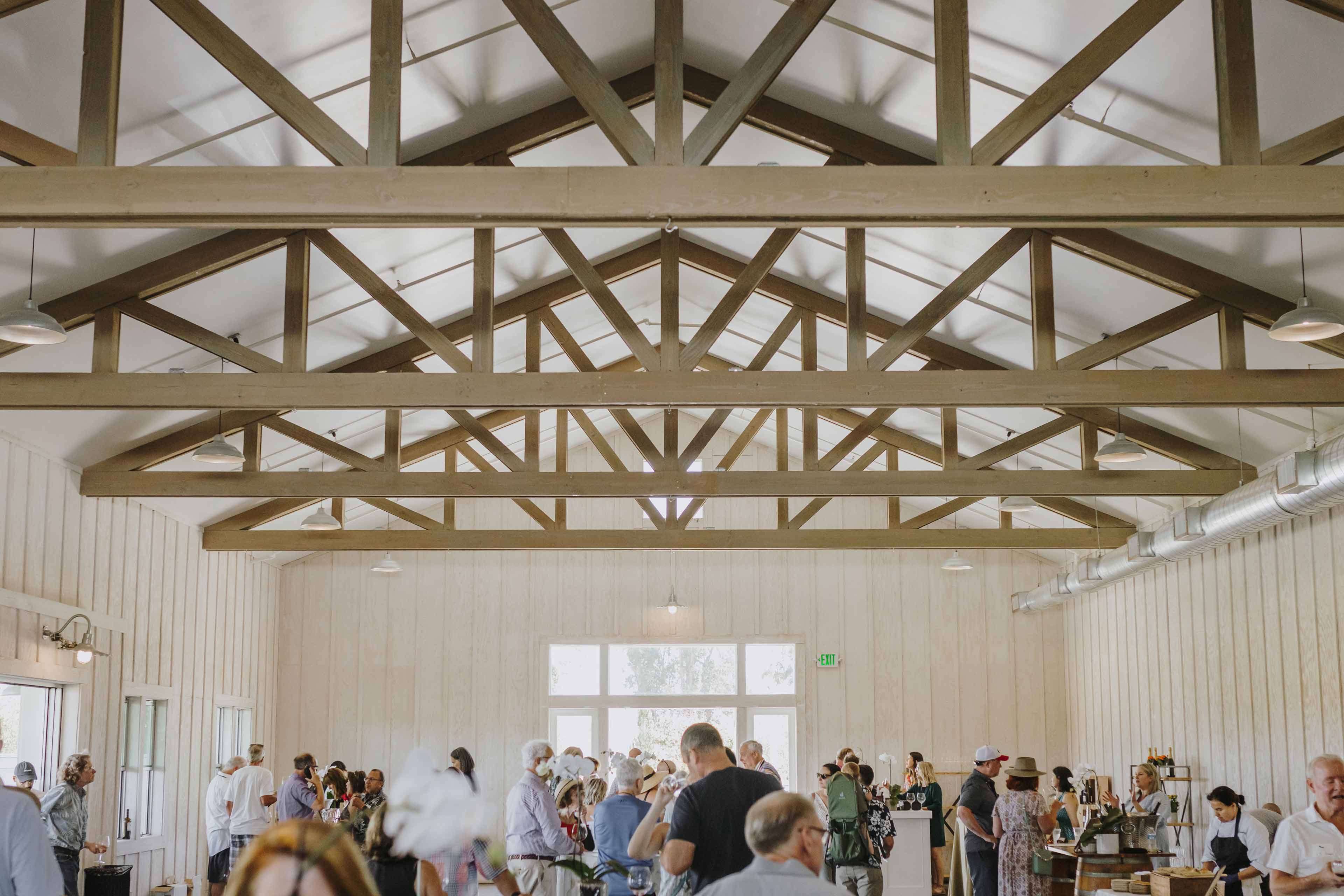 photo of the beams and ceiling details of the Barn at harrow cellars